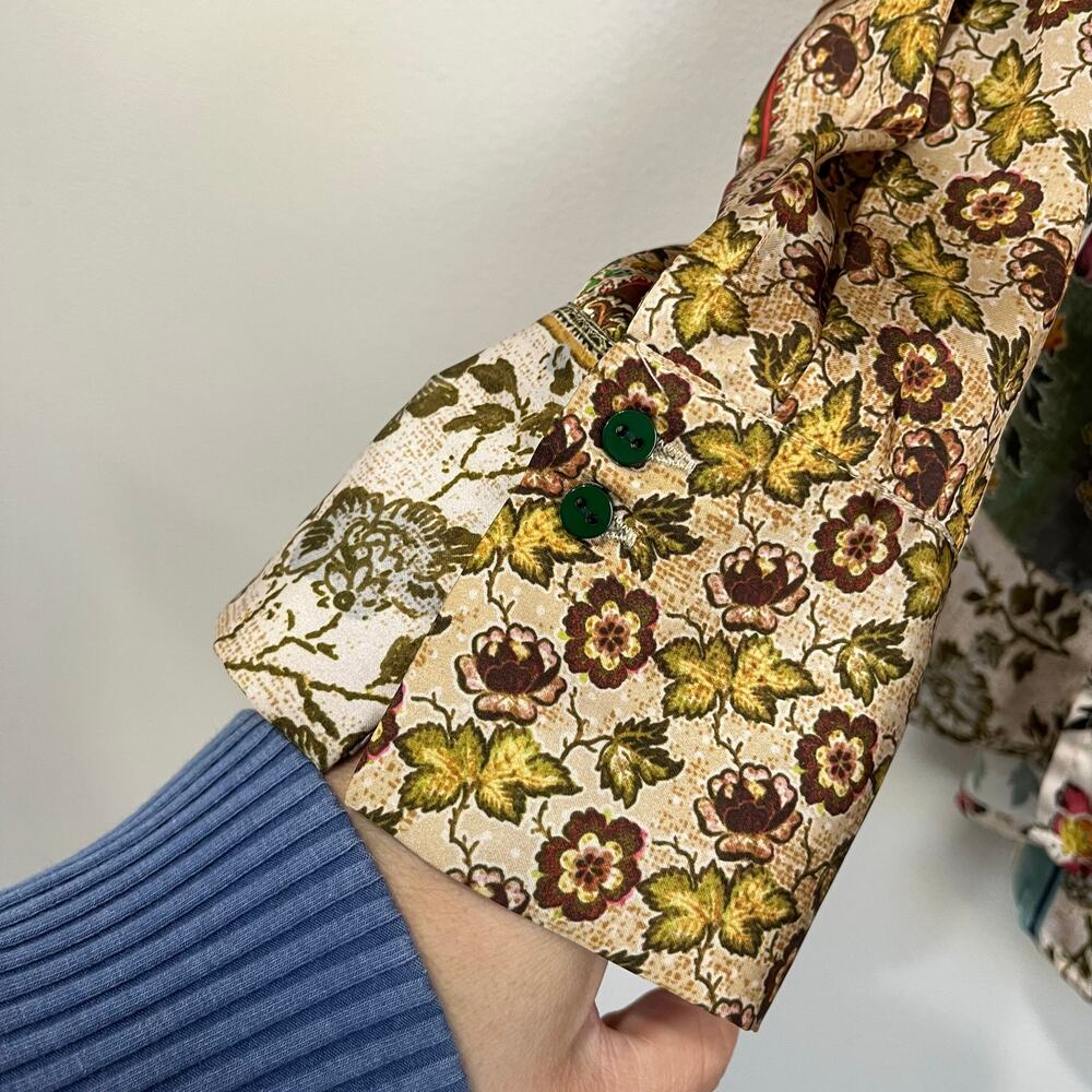 Zara Patchwork Floral Print Button Down Blouse Bo… - image 3